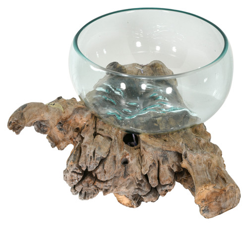 Free Form Teak Root Tabletop Bowl Close Up Image