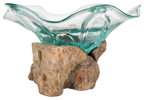Wide Glass Bowl on Wood 25 cm Close Up Image