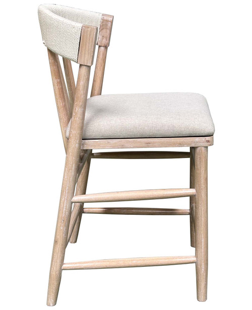 Alto Back Counter Stool White Wash Close Up Image