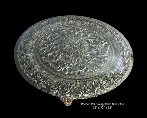 Platine Rococo Round Dining Table 72'' Room Scene
