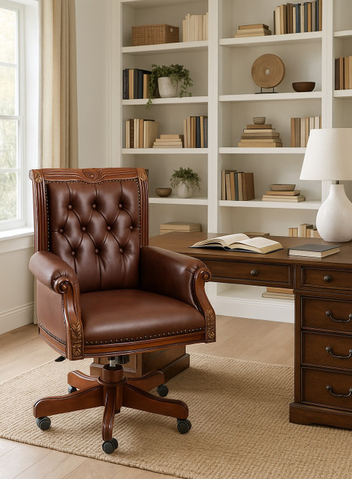 Natural Office Leather Chair - Md