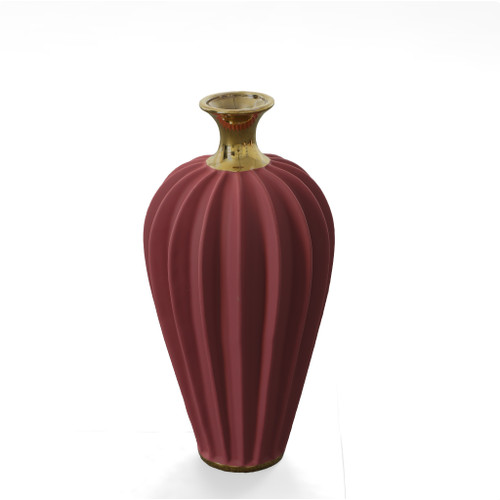 Radial Matte Large Vase - Burgundy