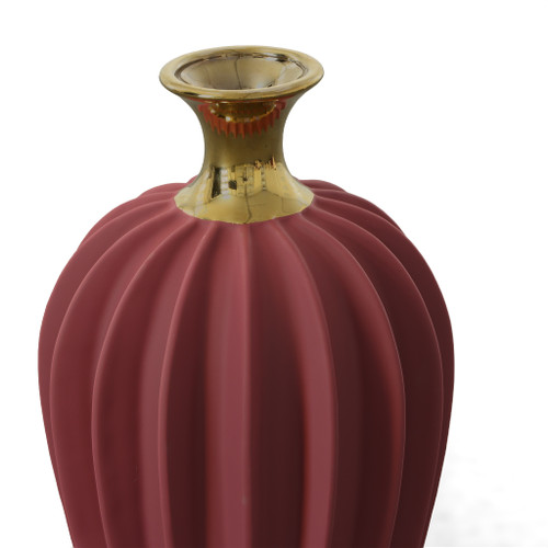 Radial Matte Large Vase - Burgundy