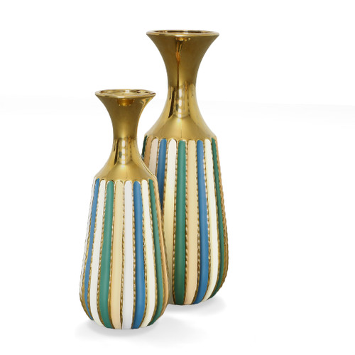 Purity Multi Colored Striped Set of 2 Vases