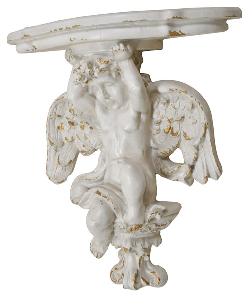 White Cherub Statue Wall Relief