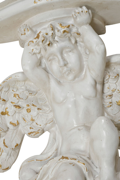 White Cherub Statue Wall Relief