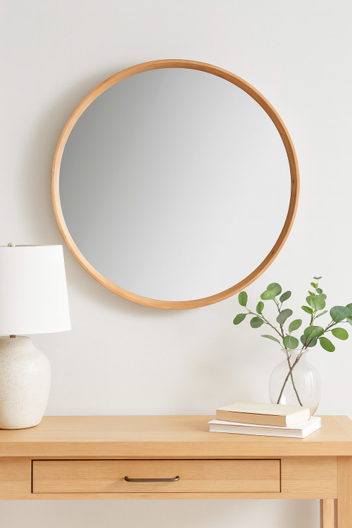 Natural Setback Round Mirror