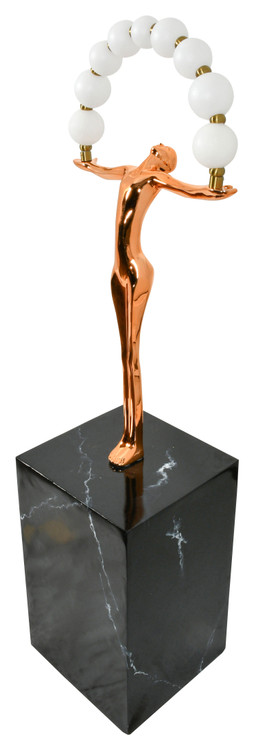 Gold Figurine on Pedestal with Lights