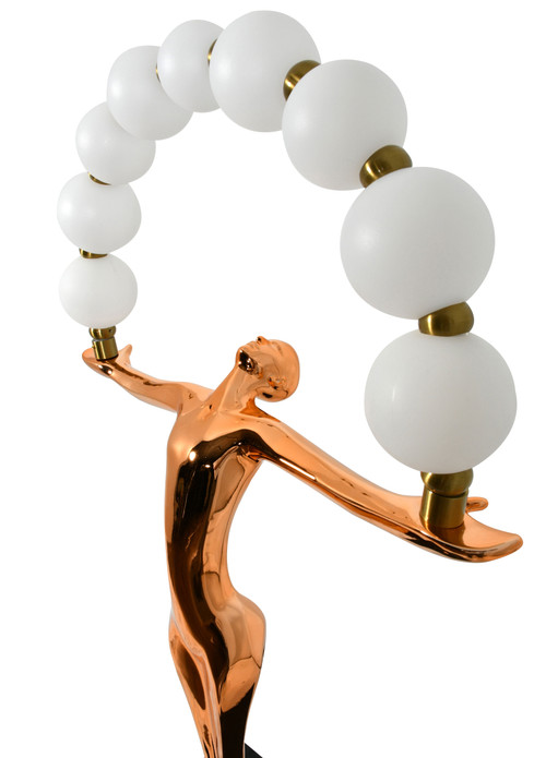 Gold Figurine on Pedestal with Lights