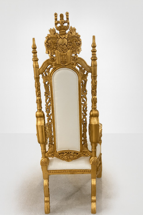 King Chair in Gold Leaf and Cream Fabric