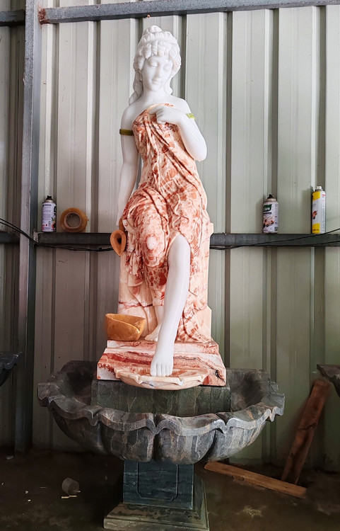 Multi Color Milk Marble Lady Fountain H70.9 Inches Ge21426 - World of Decor