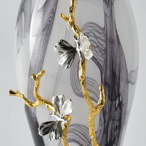 Small Silver Monarch Midnight Swirl Vase