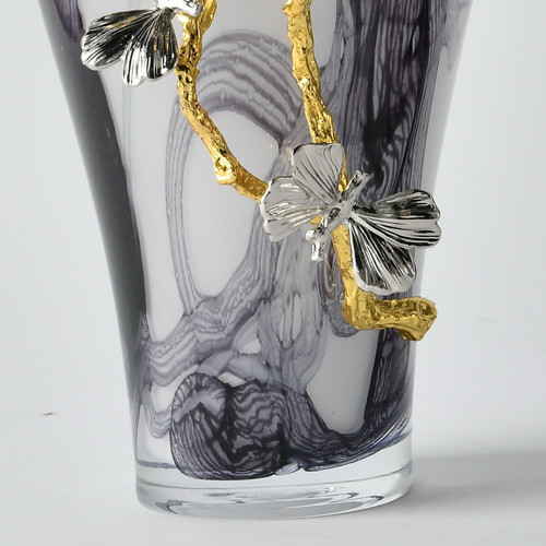 Small Silver Monarch Midnight Swirl Vase