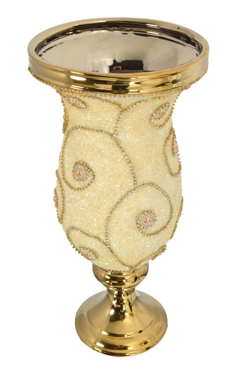 Pearl And Swirl Golden Chalice Vase