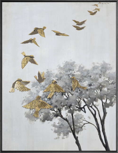 Gold Leaf Birds with Tree Giclee