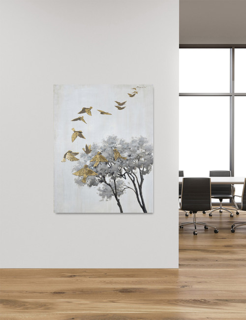 Gold Leaf Birds with Tree Giclee