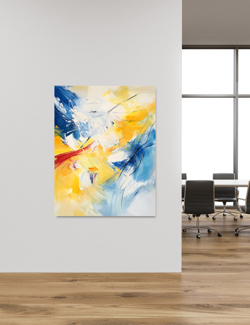 New Yellow Blue White and Red Abstract Giclee