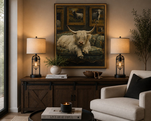 Modern Farmhouse Cage Base Lamp Set of 2