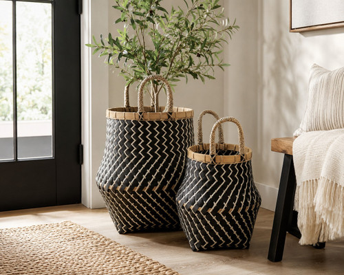 Taos Set 2 Bamboo Baskets With Handles