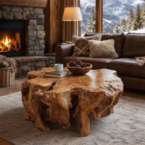 Round Teak Root Coffee Table