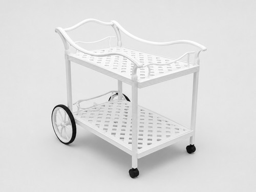 White Outdoor Aluminum Serving Tea Cart