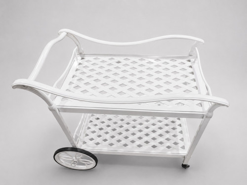 White Outdoor Aluminum Serving Tea Cart