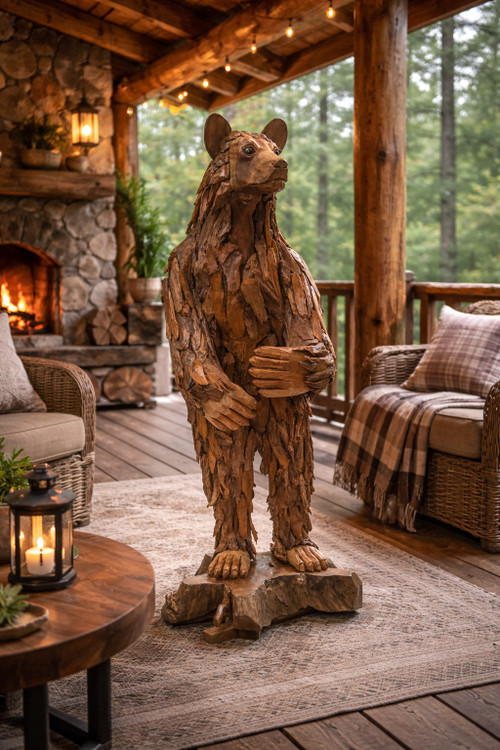 Standing Teak Bear