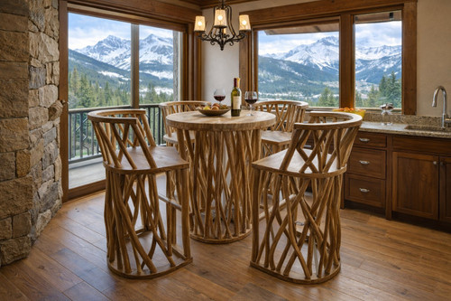 Organic Teak Root Bar Table Set of 5