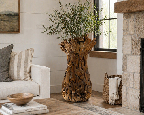 Teak Wood Vase
