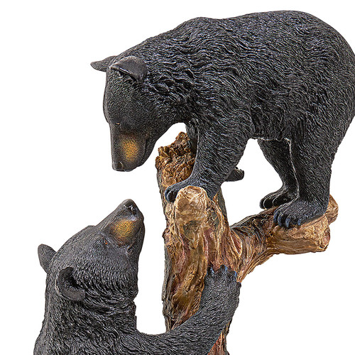 Curious Cubs Climbing Bear Statue