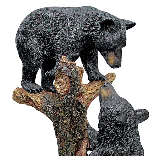Curious Cubs Climbing Bear Statue