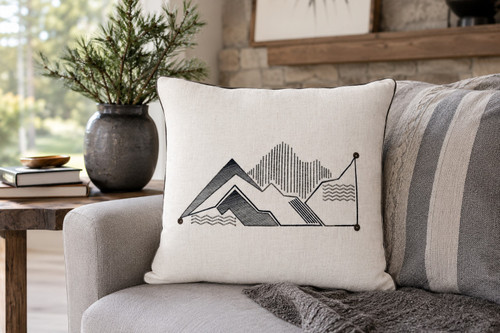 River Embroidered Decorative Pillow