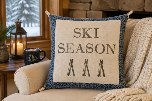 Ski Season Lodge Decorative Pillow