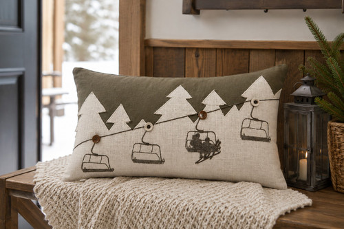 Ski Lift  Lodge Decorative Pillow