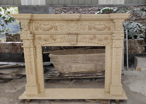 Egyptian Revival Carved Marble Fireplace Mantel Egyptian beige here