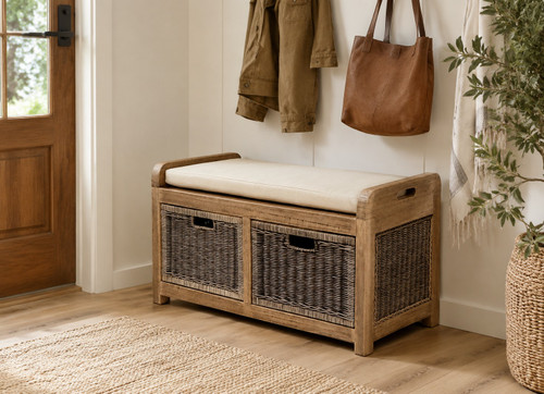 Livingston Storage Bench in Natural Finish