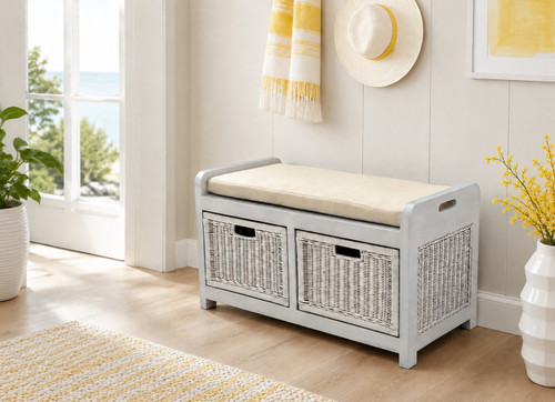 Livingston Storage Bench in Savannah Wash Finish