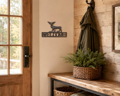 Rustic Deer Welcome Wall Sign