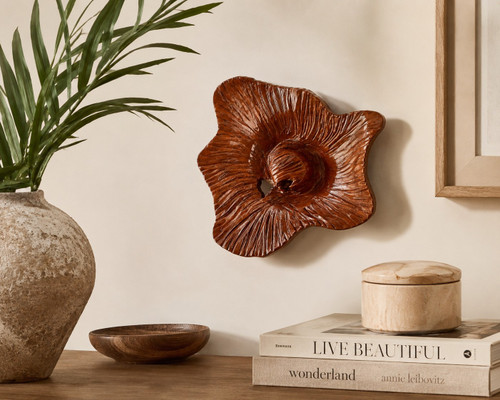 Small Teak Blossom Wall Decor