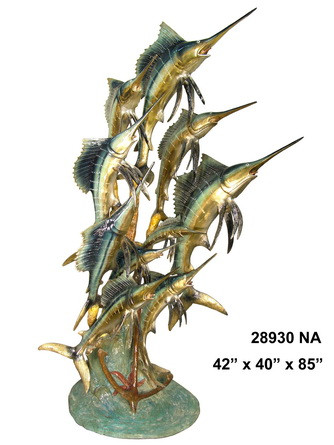 10 Swordfish Fountain in Special Patina