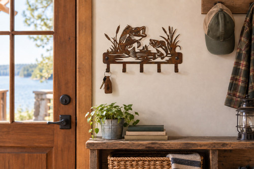 Lakeside Catch Rustic Metal Wall Rack