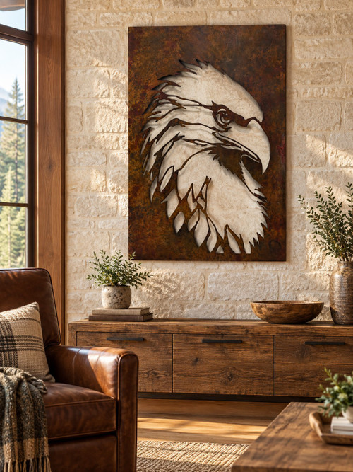 Rustic Metal Eagle Portait Wall Art