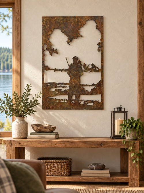 Rustic Metal Fishing Wall Art