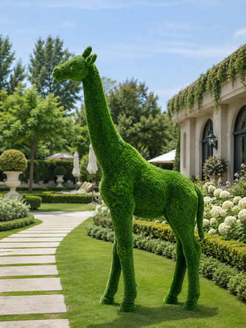 Verdant Safari Giraffe Topiary Sculpture