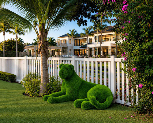 Emerald Safari Reclining Panther Topiary Sculpture