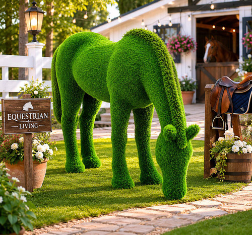 Meadow Grazing Topiary Horse Sculpture