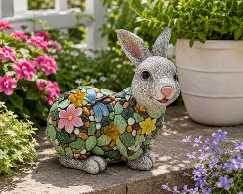 Meadow Mosaic Garden Rabbit Statue