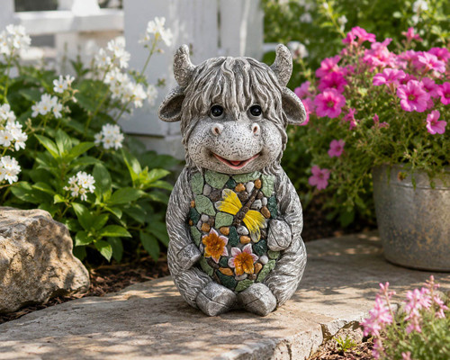 Meadow Bloom Highland Calf Statue