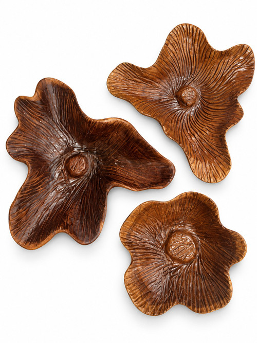 Set of 3 Teak Blossom Wall Decor