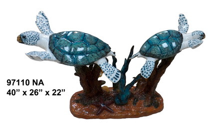 Two Turtle Table in Special Patina